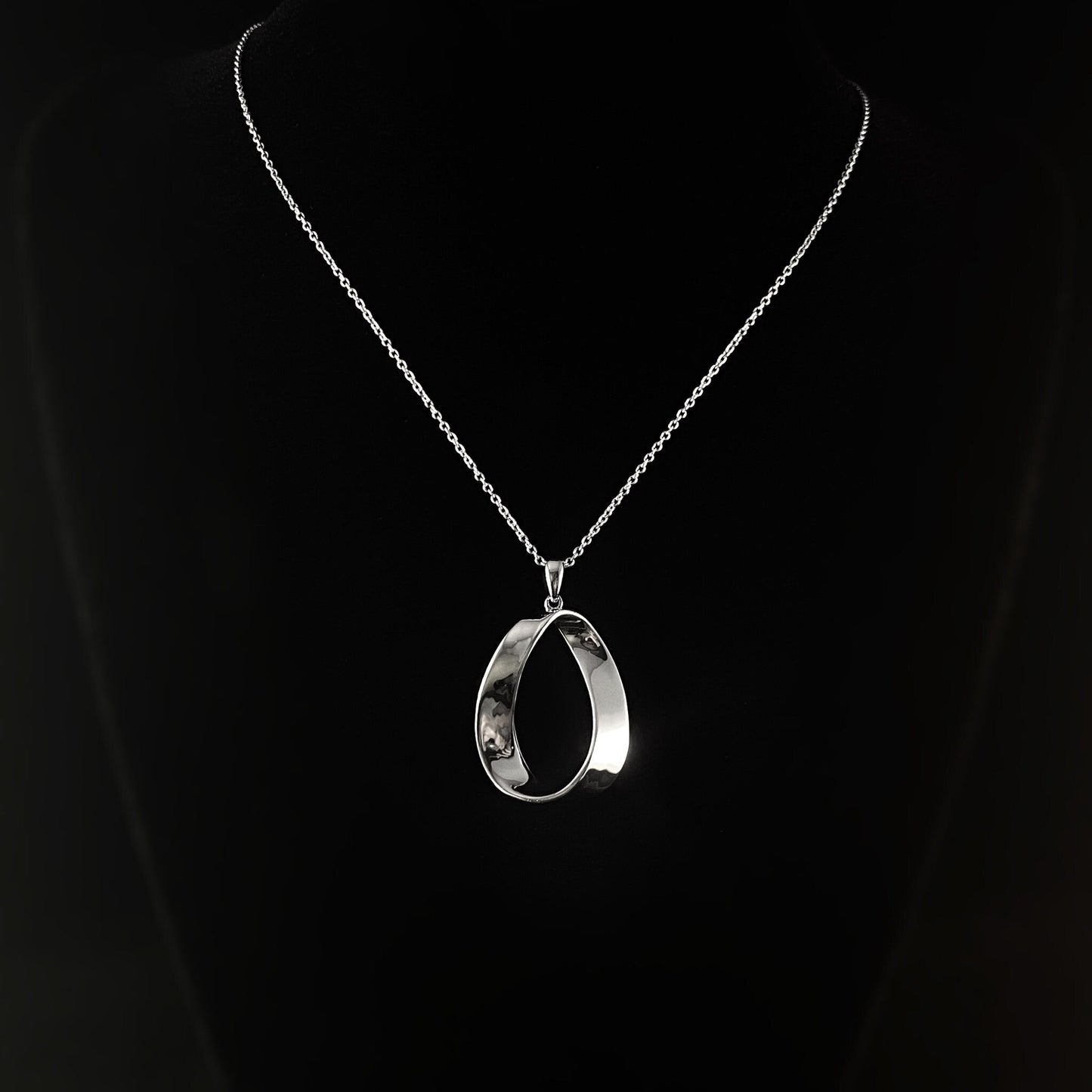 Elegant Dainty Sterling Silver Necklace with Infinity Twist Circle Pendant- Genevive