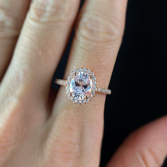 Elegant Rose Gold Ring with Clear Crystals - Size 7, Genevive