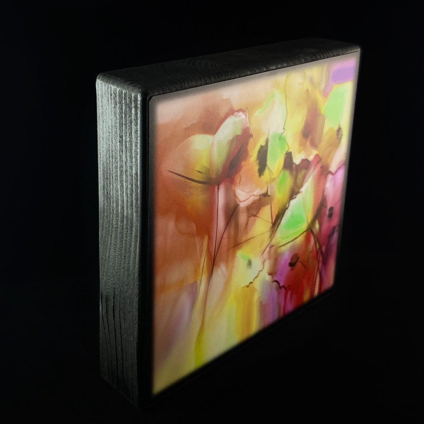 Emerging Warm Colored Poppies Art Block - Unique Home/Office Decor