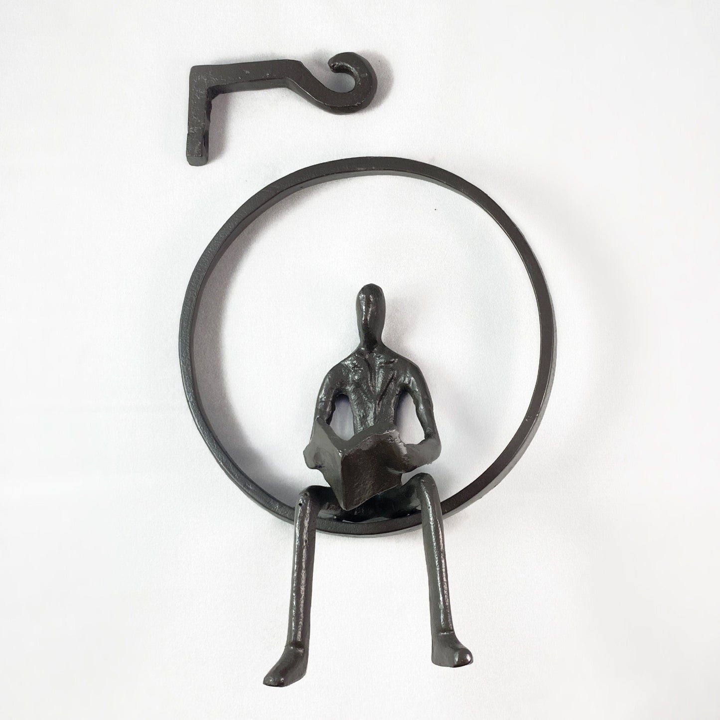 Encircled Reader Hanging Wall Art Bronze Sculpture - Unique Home Decor