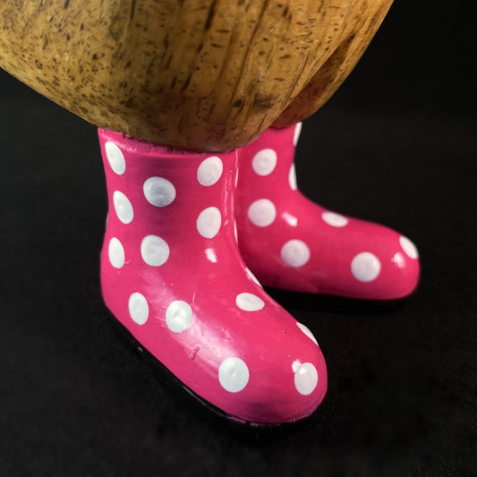 Esme - Hand-carved and Hand-painted Bamboo Duck with Polka