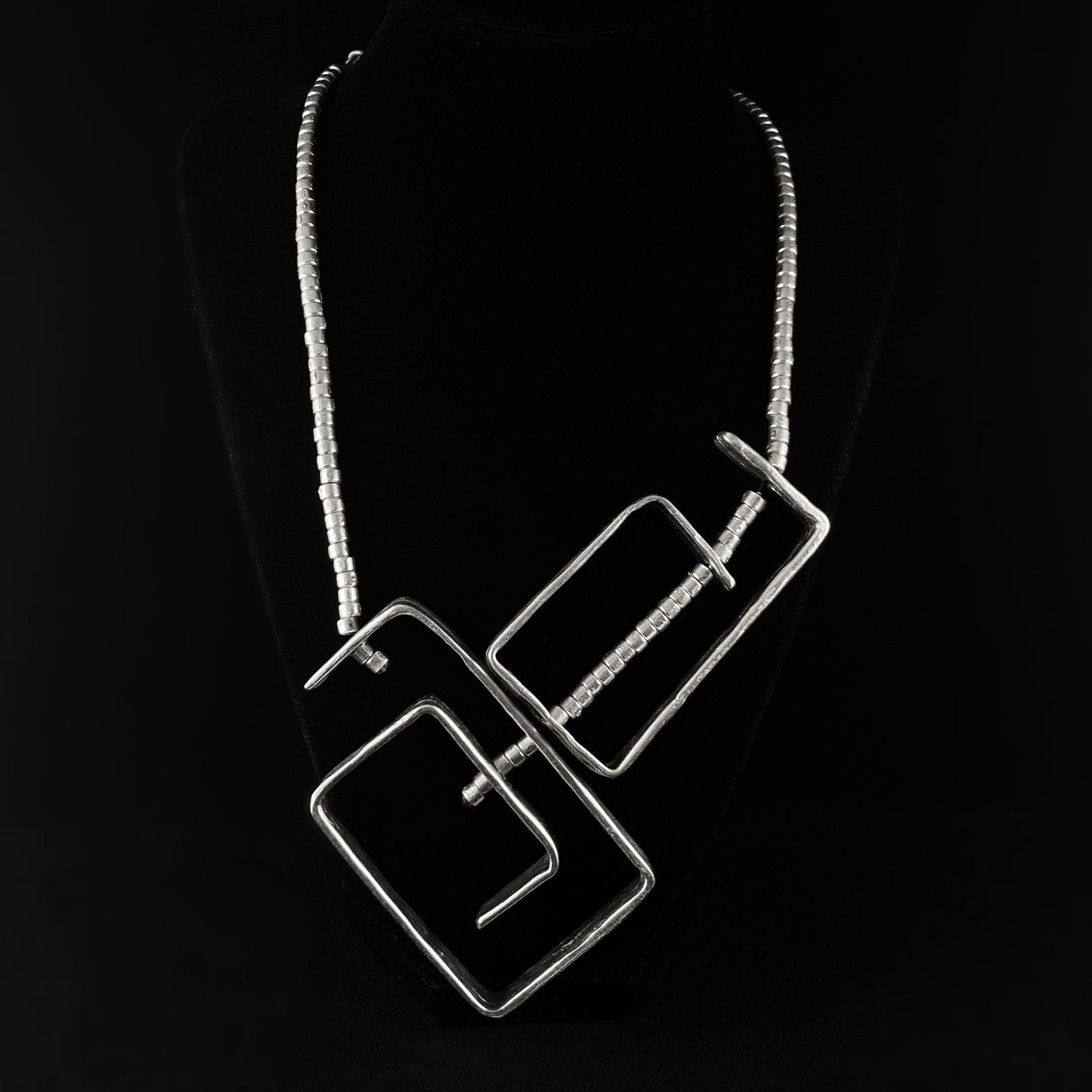 Extra Large Chunky Abstract Pendant Necklace, Handmade, Nickel Free