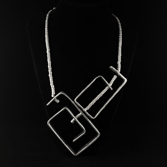 Extra Large Chunky Abstract Pendant Necklace, Handmade, Nickel Free