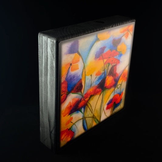 Fanned Out Poppies In The Breeze Art Block - Unique Home/Office Decor