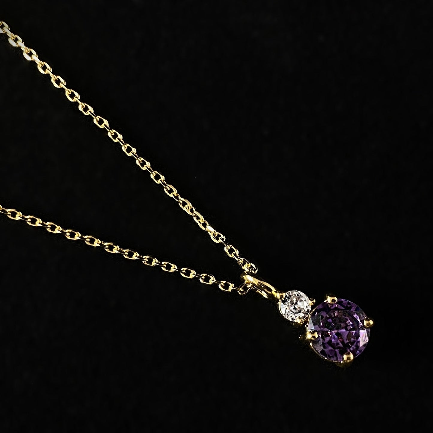 February Birthstone Necklace Amethyst - Classic Gold