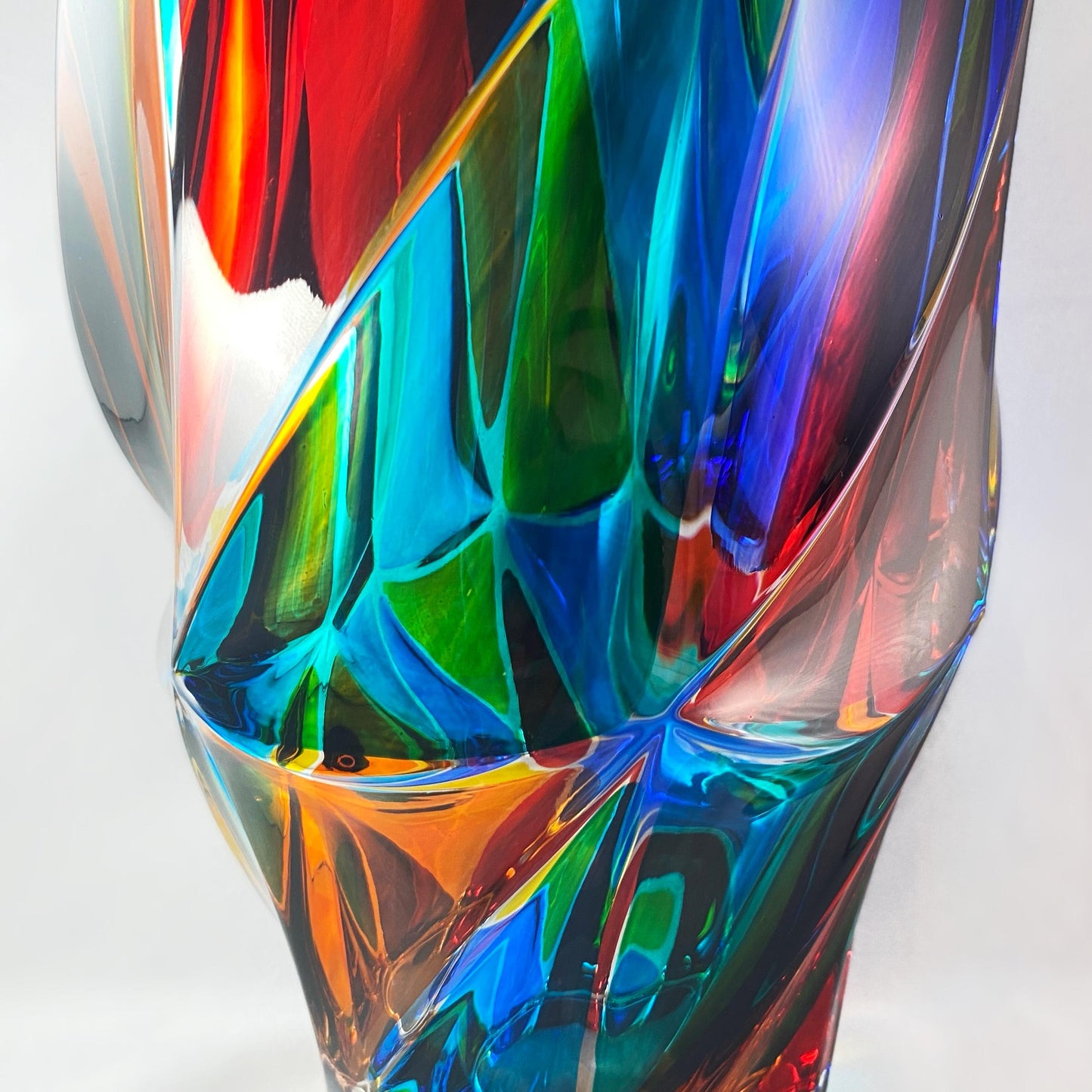 Flamenco Venetian Glass Vase - Handmade in Italy, Colorful Murano Glass Vase