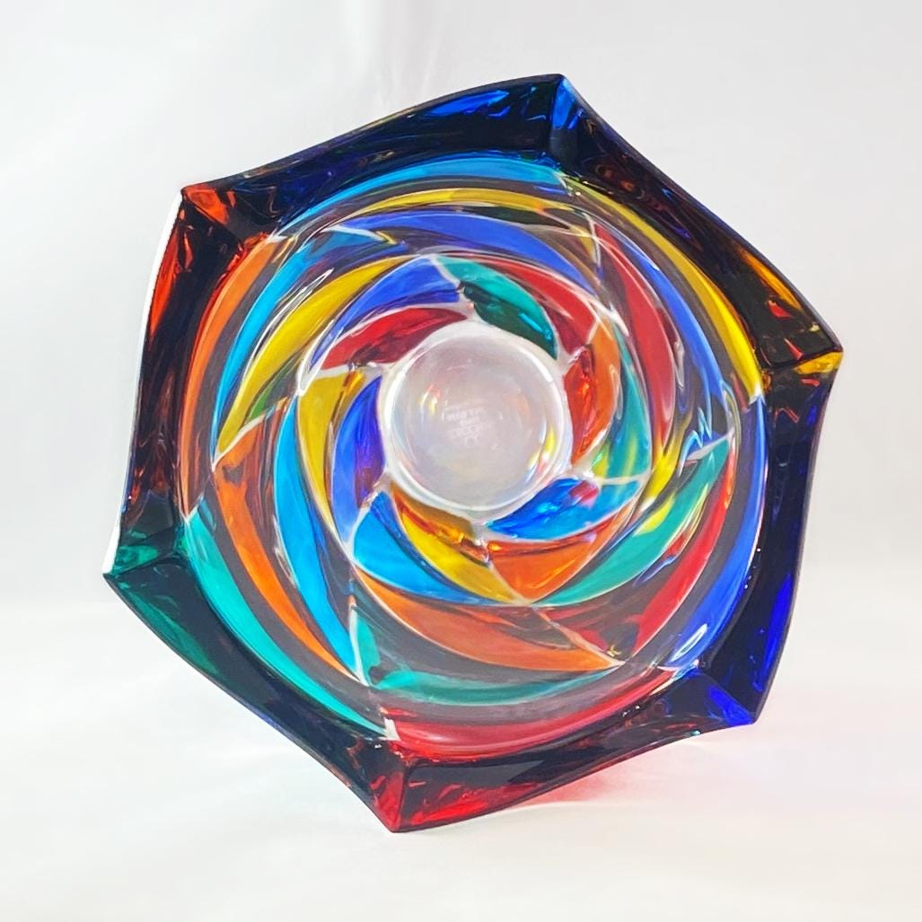 Flamenco Venetian Glass Vase - Handmade in Italy, Colorful Murano Glass Vase