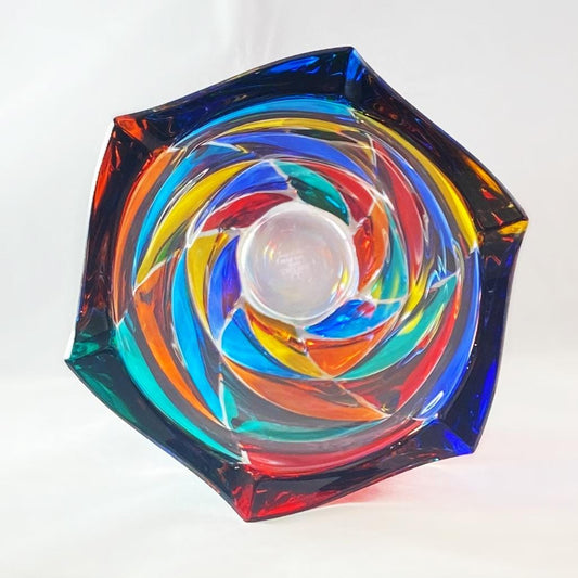 Flamenco Venetian Glass Vase - Handmade in Italy, Colorful Murano Glass Vase