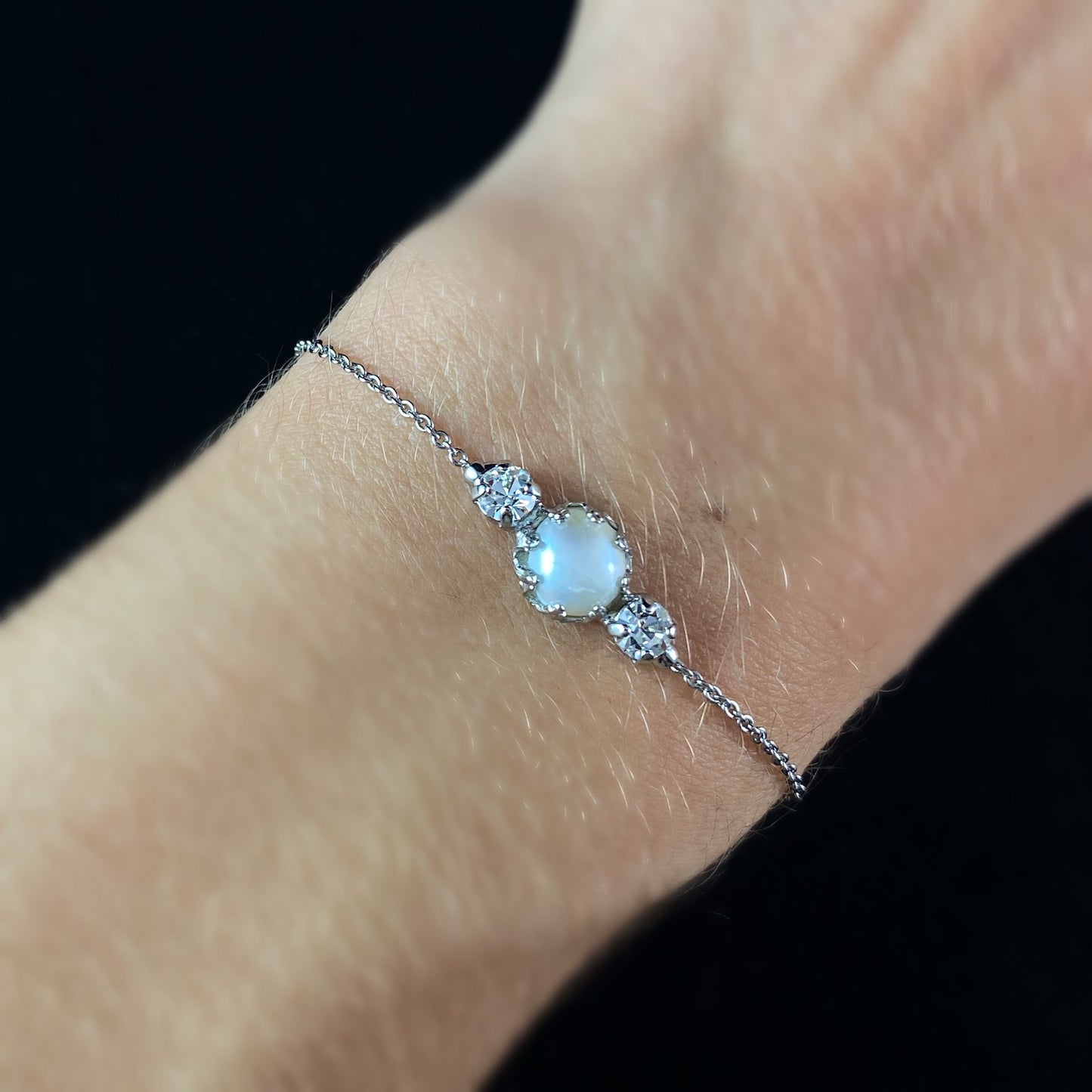 Freshwater Pearl and Clear Crystal Adjustable Silver Slider