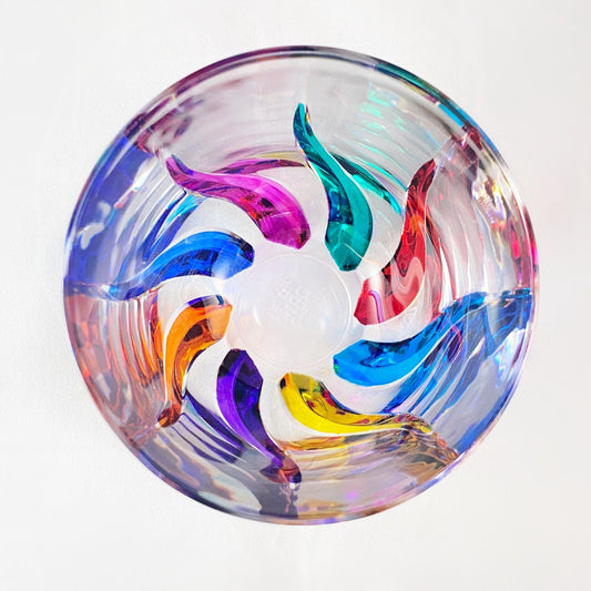 Full Rainbow Venetian Glass Trix Stemless Wine Glass - Handmade in Italy, Colorful Murano Glass