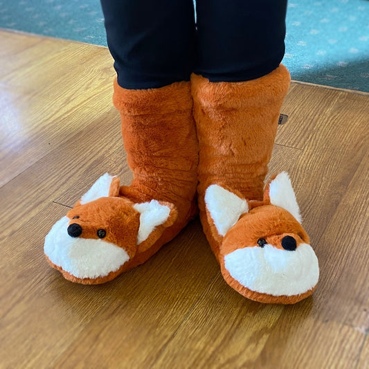 Fuzzy, Cozy, Warm Fox Slippers - Plush Slipper Socks (Adult)