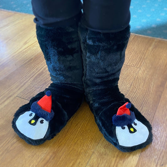 Fuzzy, Cozy, Warm Penguin Slippers - Plush Slipper Socks (Adult)