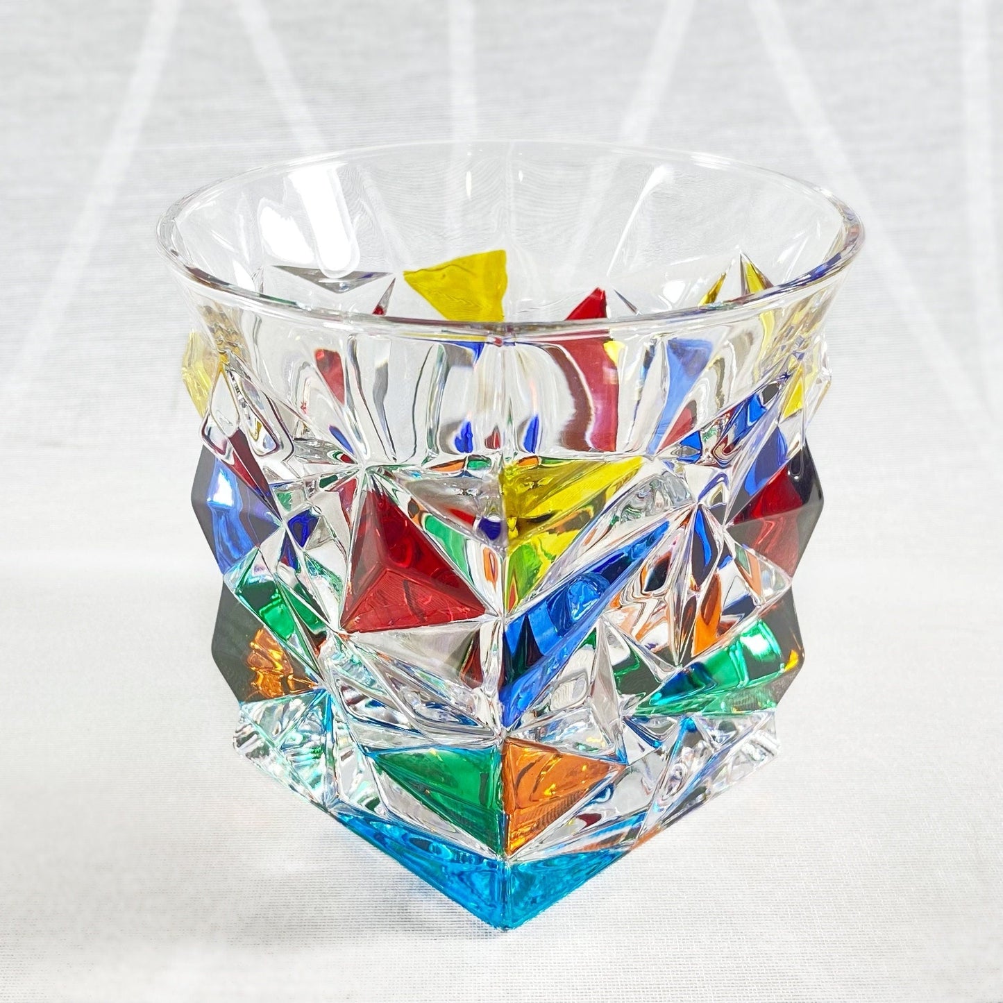 Glacier Whiskey Venetian Glass Tumbler - Handmade in Italy, Colorful Murano Glass