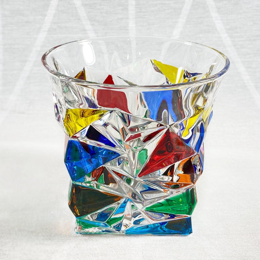 Glacier Whiskey Venetian Glass Tumbler - Handmade in Italy, Colorful Murano Glass