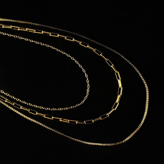 Gold 3 Layer Paperclip Necklace - 3Souls