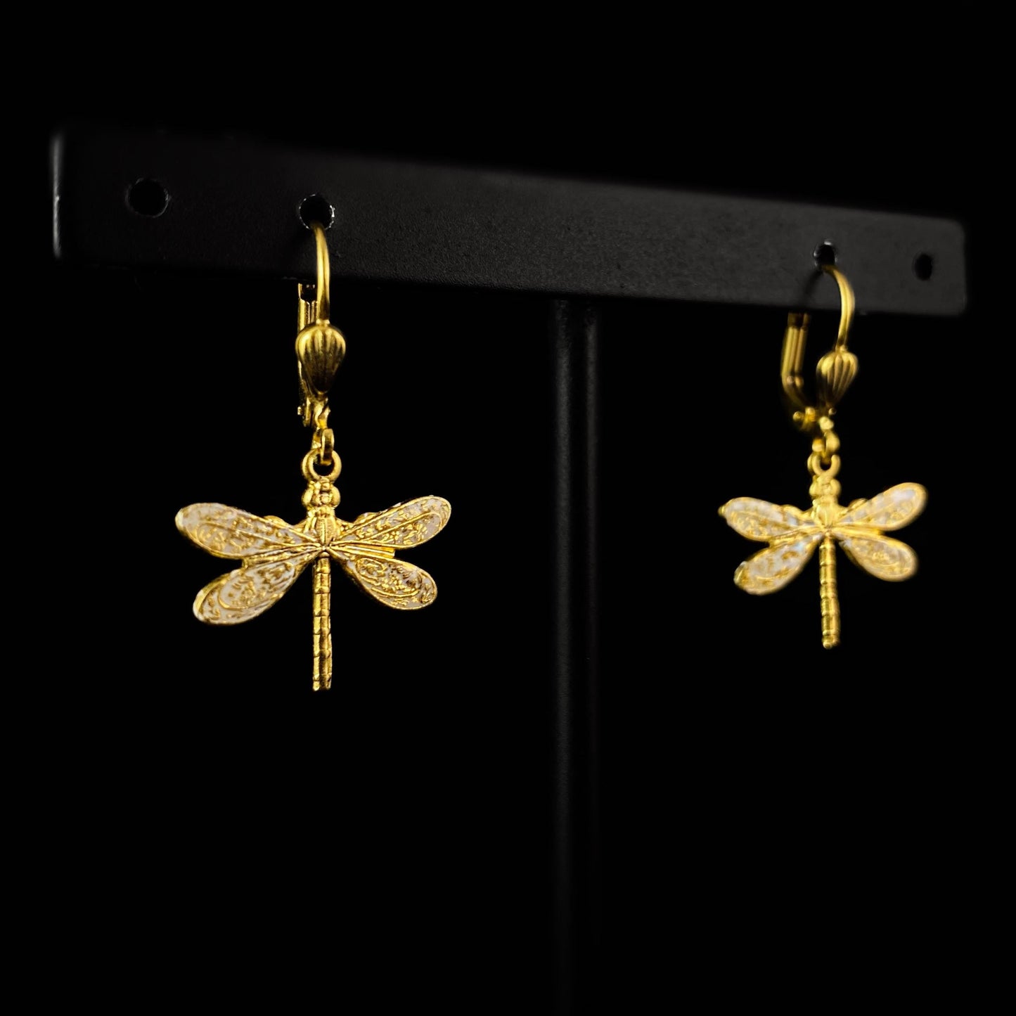 Gold Dragonfly Earrings - La Vie Parisienne by Catherine Popesco