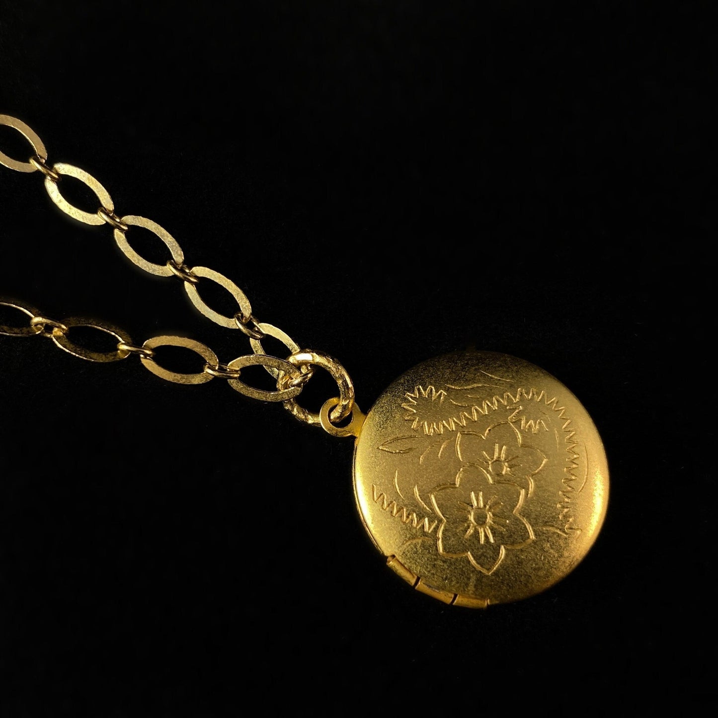 Gold Round Locket Necklace - La Vie Parisienne by Catherine Popesco