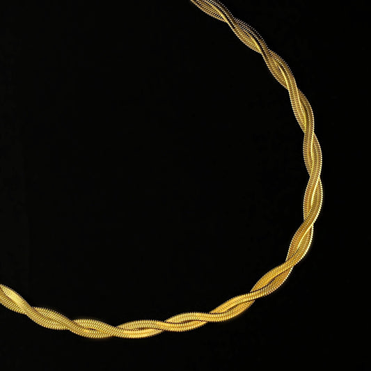Gold Twisted Snake Chain Necklace - 3Souls