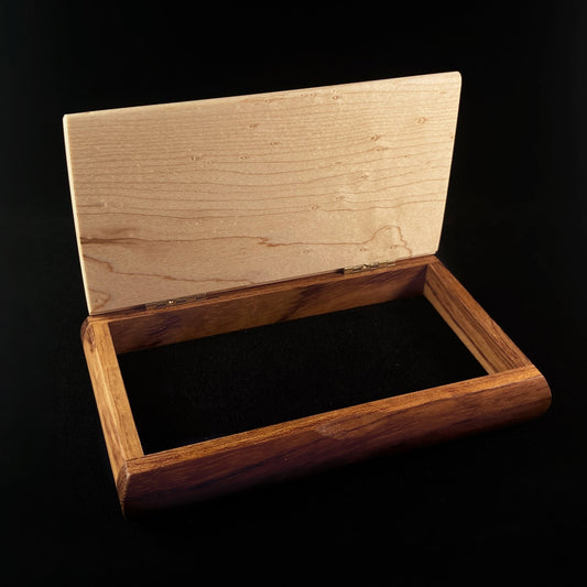 Golf Is A Good Walk Spoiled Quote Box, Handmade Wooden Box with Birdseye Maple and Bubinga, made in USA