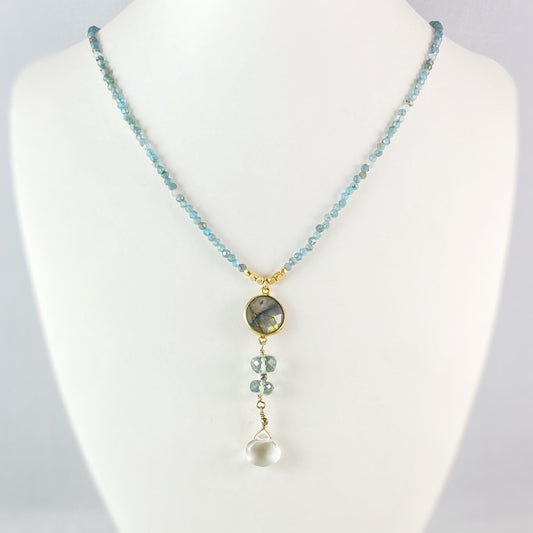 Green Amethyst, Labradorite, Alexandrite, Green Topaz, and Aquamarine Necklace, Handmade in USA - Avaasi