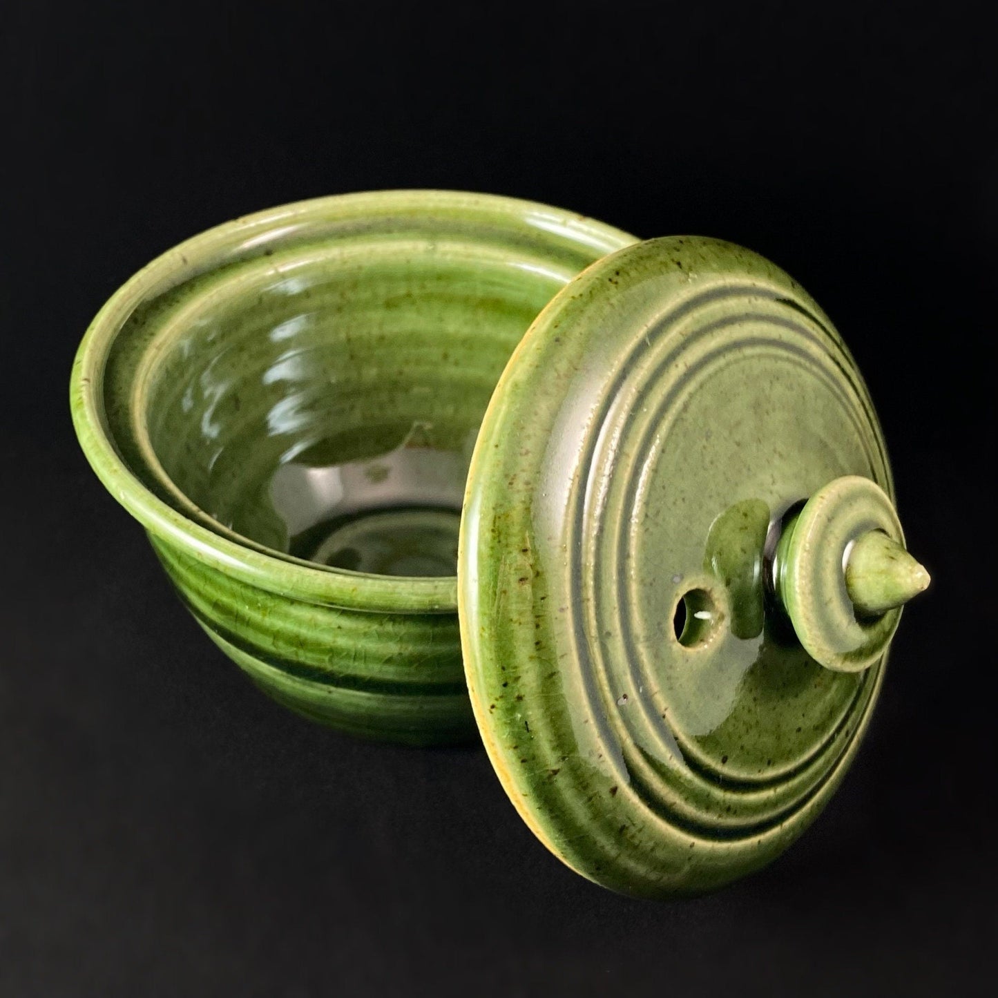 Green Ceramic Egg Cooker - Handmade Handcrafted Pottery Made in America