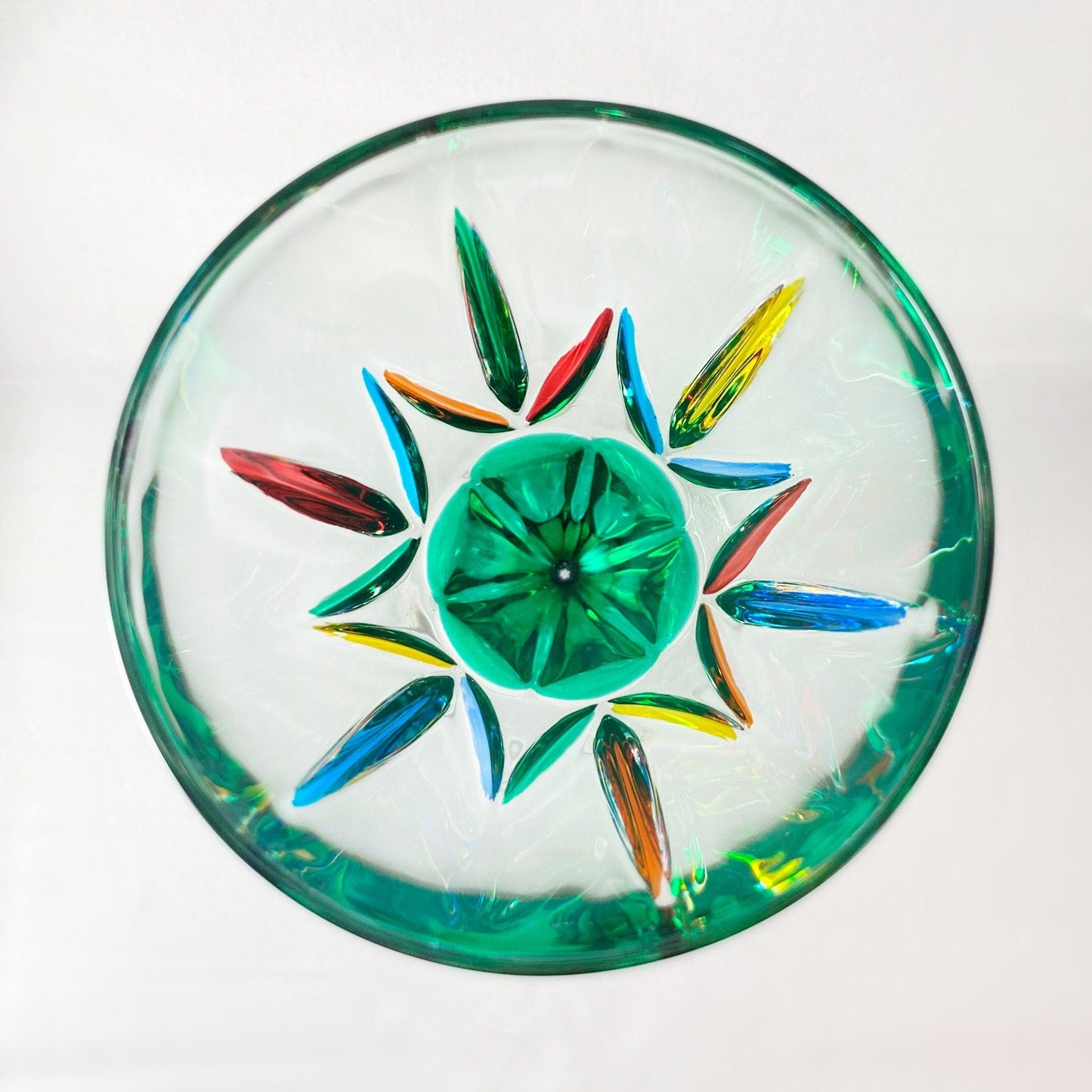 Green Stem Chic Venetian Wine Glass - Handmade in Italy, Colorful Murano Glass
