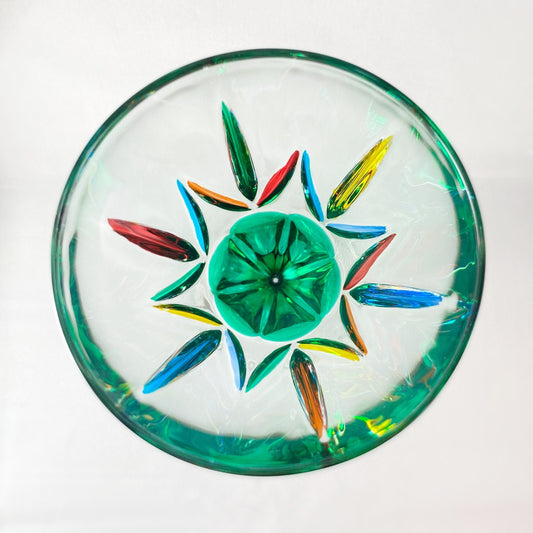 Green Stem Chic Venetian Wine Glass - Handmade in Italy, Colorful Murano Glass