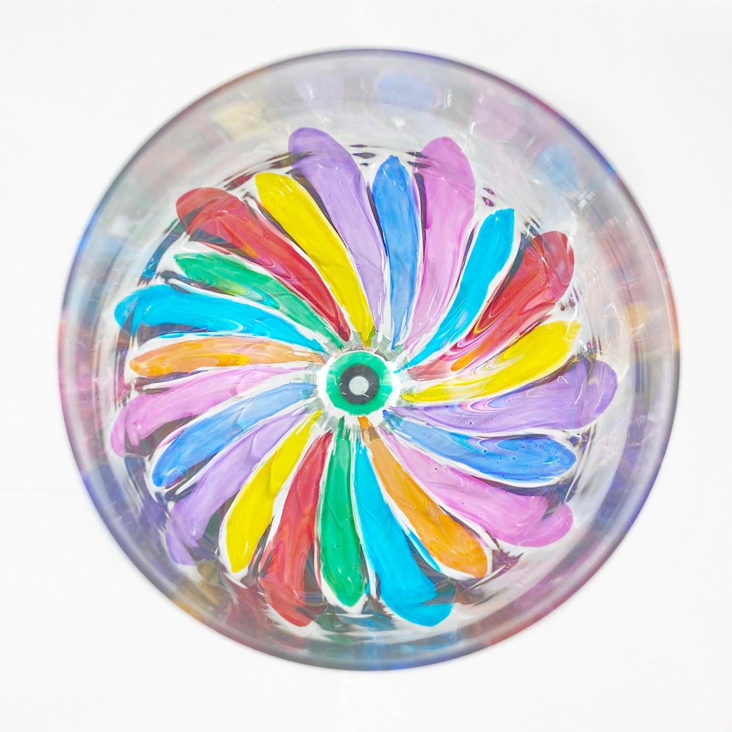 Green Stem Incanto Venetian Glass Spritz Glass - Handmade in Italy, Colorful Murano Glass