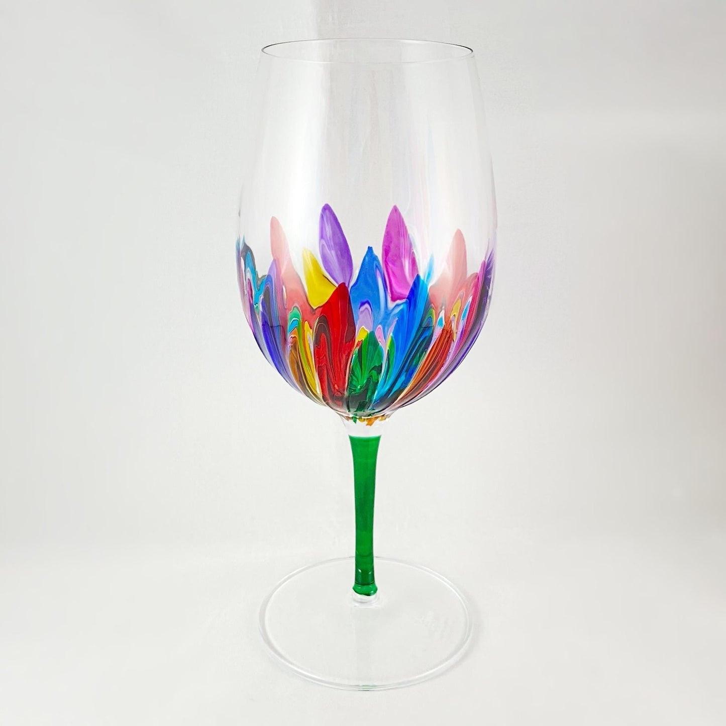 Green Stem Incanto Venetian Glass Spritz Glass - Handmade in Italy, Colorful Murano Glass