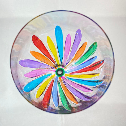 Green Stem Incanto Venetian Glass Wine Glass - Handmade in Italy, Colorful Murano Glass