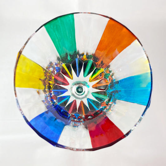 Green Stem Venetian Glass Adagio Wine Glass - Handmade in Italy, Colorful Murano Glass