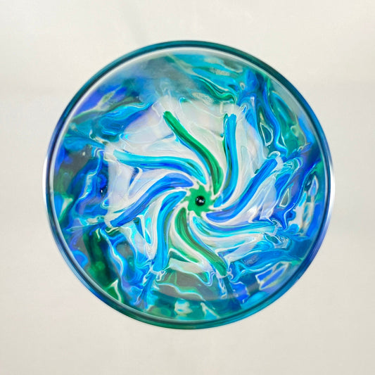 Green Stem Venetian Glass Champagne Glass - Handmade in Italy, Colorful Murano Glass