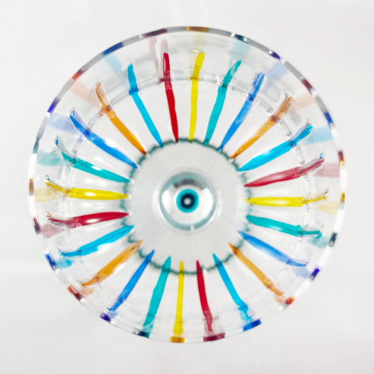 Green Stem Venetian Glass Timeless Outline Wine Glass - Handmade in Italy, Colorful Murano Glass