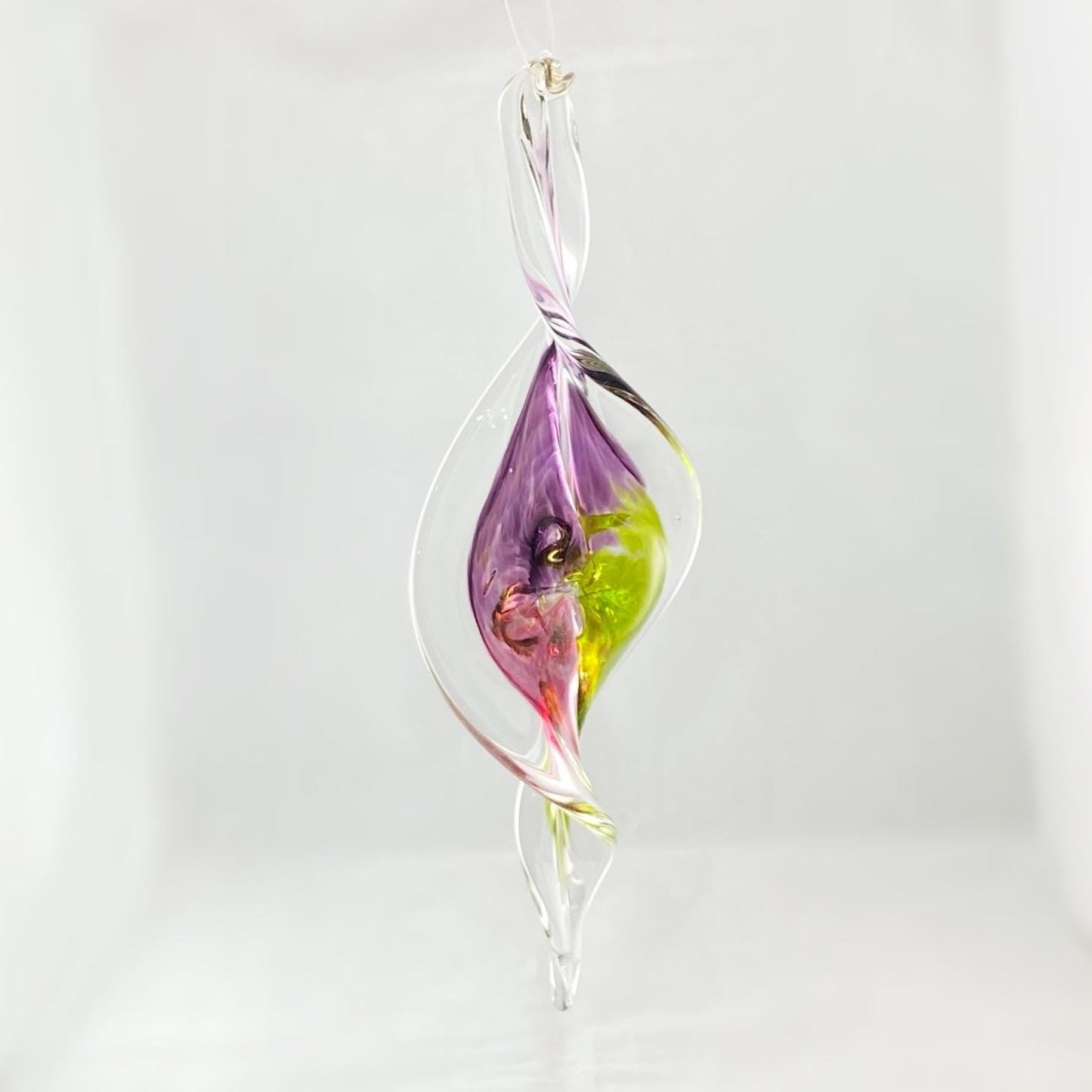 Hand Blown Glass Spiral Ornament - Bloom