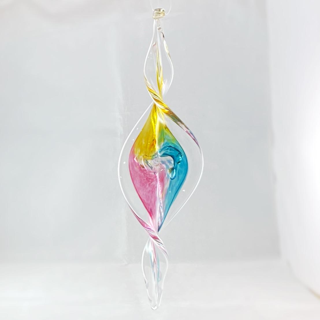 Hand Blown Glass Spiral Ornament - Figi