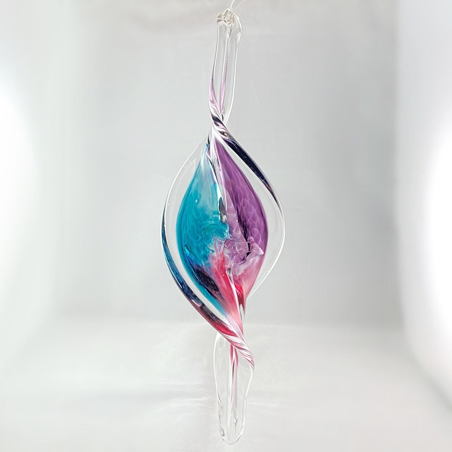 Hand Blown Glass Spiral Ornament - Peacock
