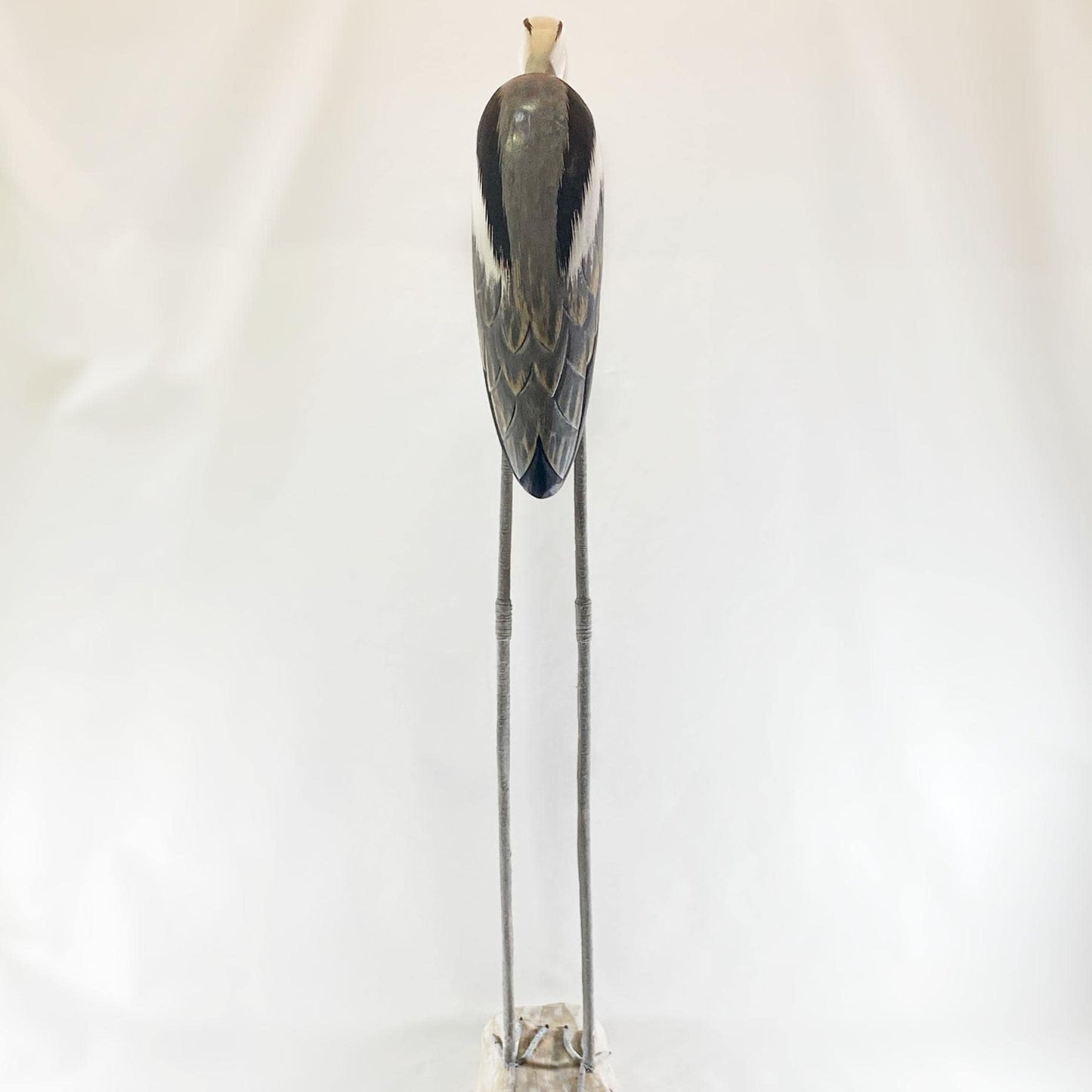 Hand Carved, Hand-painted Tall Wooden Heron