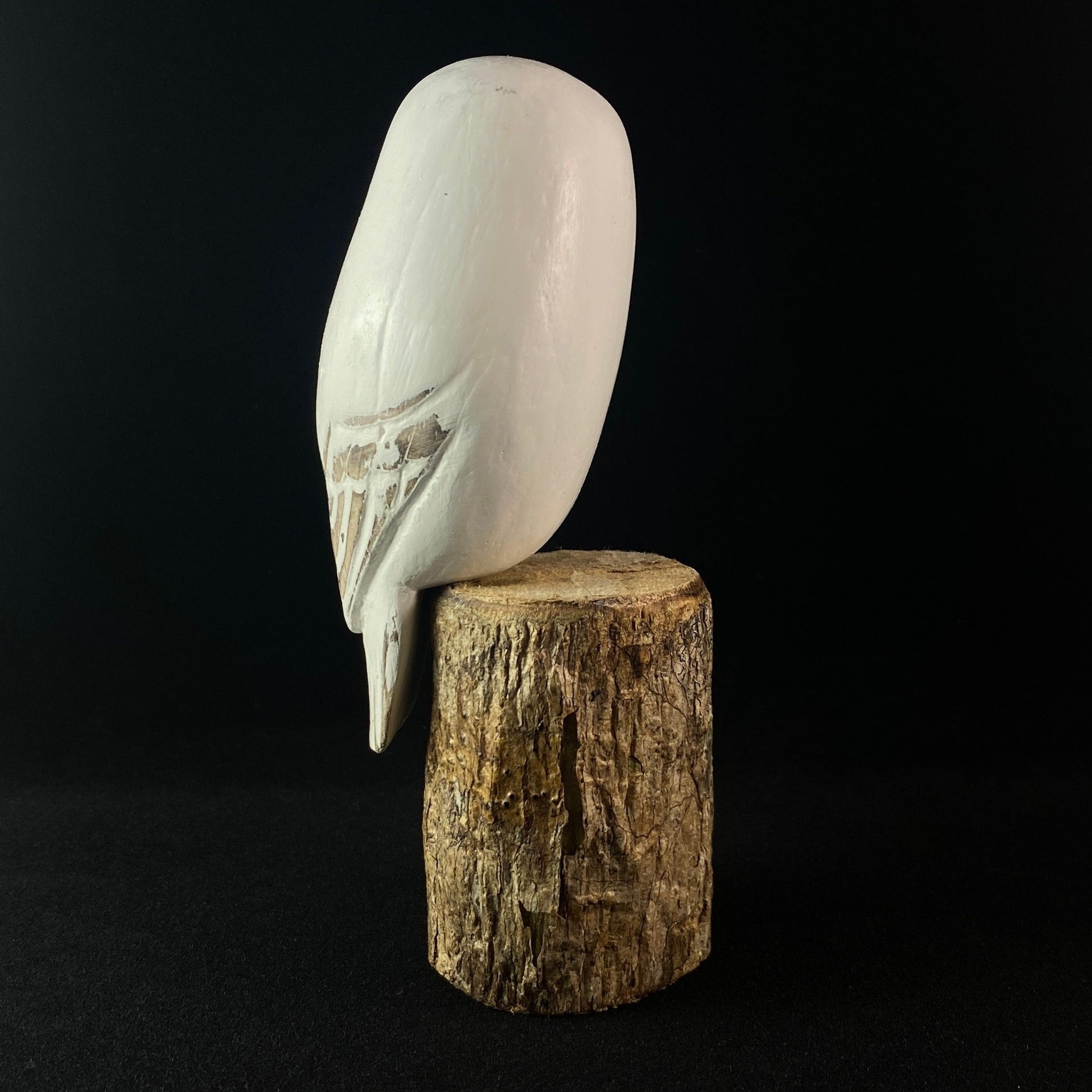 Hand-painted Wooden Mini Barn Owl, Handmade Carved Wood Bird