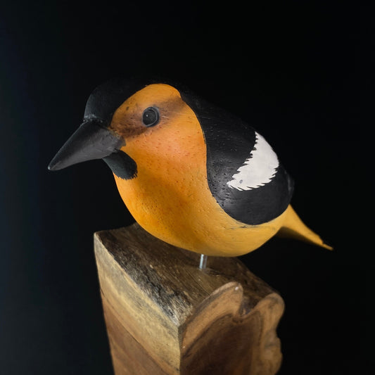 Hand-painted Wooden Oriole, Handmade Carved Wood Bird