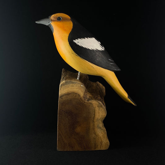 Hand-painted Wooden Oriole, Handmade Carved Wood Bird