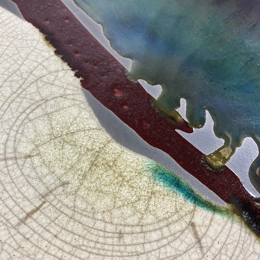 Handmade 15 Inch Plate, Raku Art Pottery, Decorative Pottery