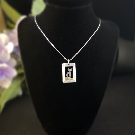 Handmade Aluminum Kitty Cat Necklace, Hypoallergenic Lightweight - JR Franco Jewelry