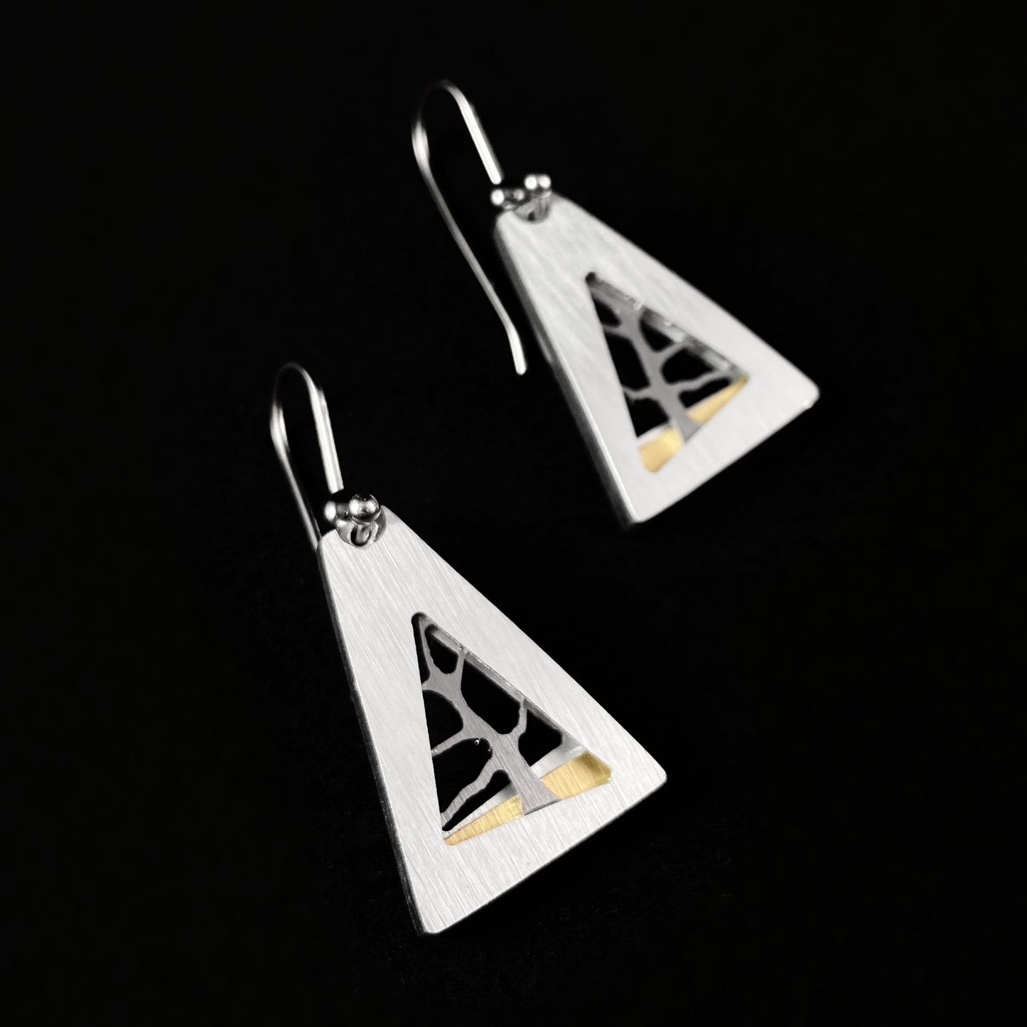 Handmade Aluminum Triangle Tree Earrings, Hypoallergenic Lightweight - JR Franco Jewelry