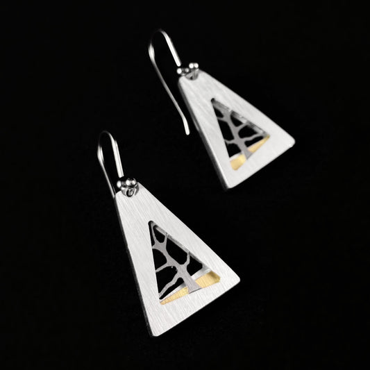 Handmade Aluminum Triangle Tree Earrings, Hypoallergenic Lightweight - JR Franco Jewelry