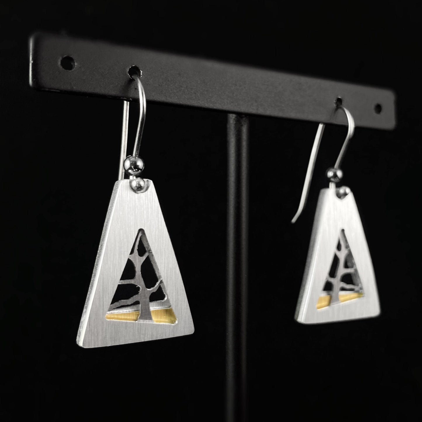 Handmade Aluminum Triangle Tree Earrings, Hypoallergenic Lightweight - JR Franco Jewelry