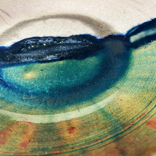 Handmade Aya Plate, Raku Art Pottery, Decorative Pottery