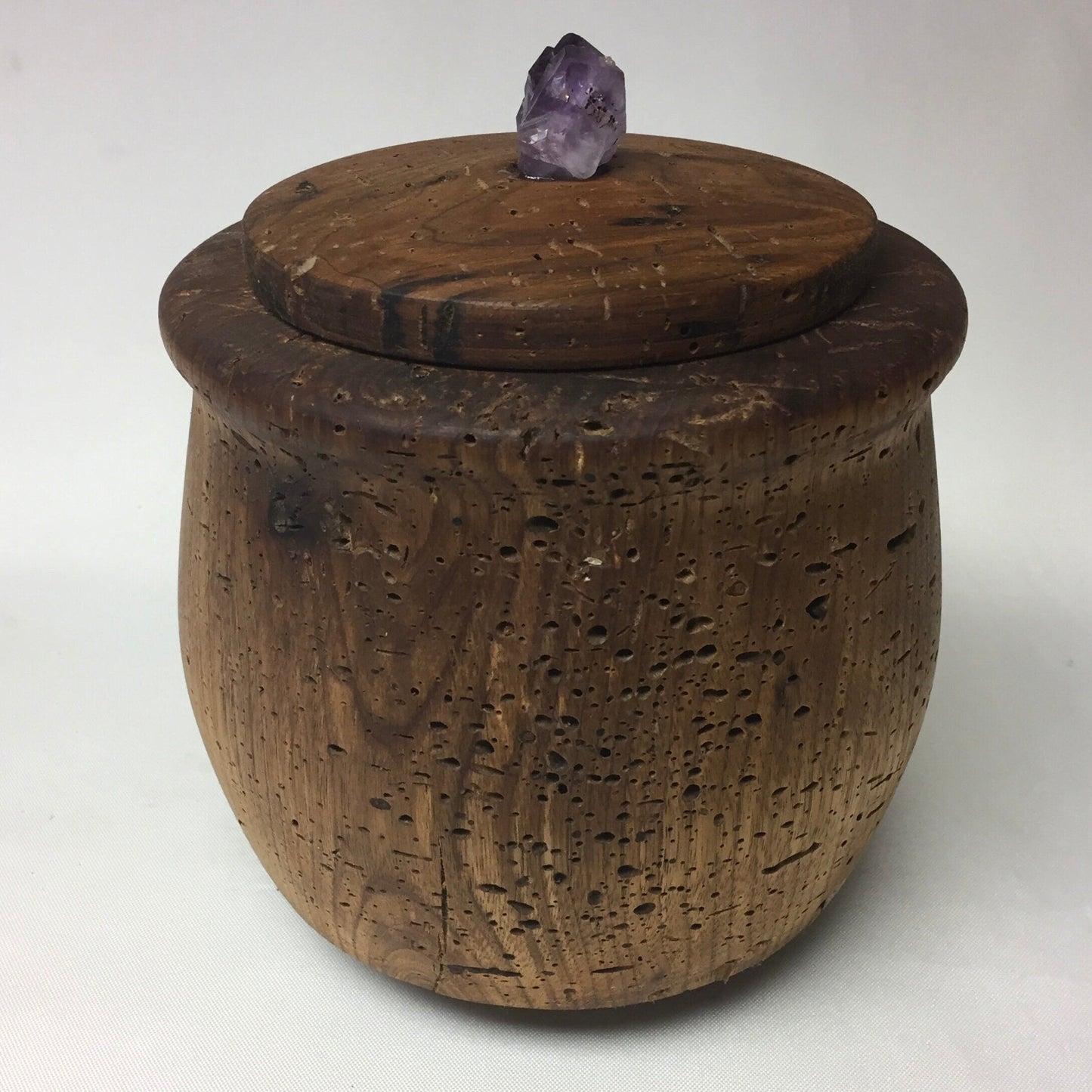 Handmade Black Cherry Wood Jar with Lid, Made in USA