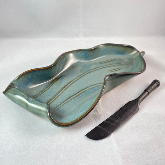 Handmade Butter Dish with Small Knife, Functional and Decorative Pottery