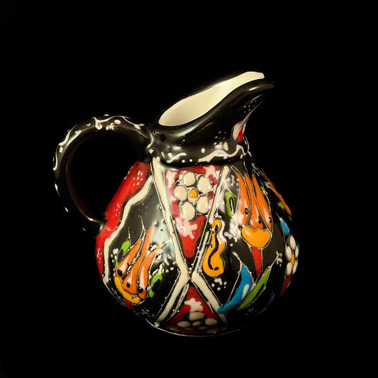 Handmade Creamer, Functional and Decorative Turkish Pottery, Cottagecore Style, Black