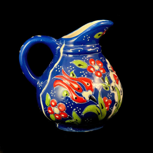 Handmade Creamer, Functional and Decorative Turkish Pottery, Cottagecore Style, Blue